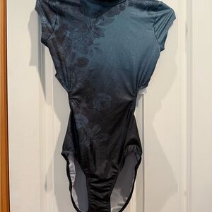 MIA Blue and Black Floral Dance Leotard